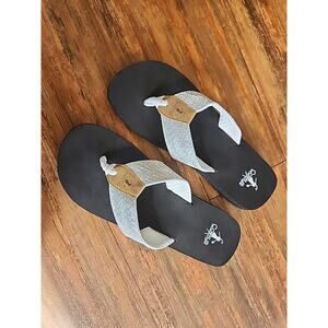 Silver And Black Womens Size 11 Corkys Flip Flops